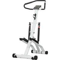 SPORTNOW Foldable Stepper Machine with 12-Level Hydraulic Resistance, Step Machine Exerciser with LCD Monitor and Drink Holder, for Home Fitness Workout, White and Black