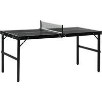 SPORTNOW 5ft Mini Table Tennis Table, Folding Ping Pong Table with Net and Aluminium Frame, Portable Ping Pong Game Set for Indoor Outdoor Use, Black