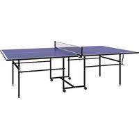 SPORTNOW 9FT Folding Table Tennis Table with 4 Wheels, for Indoor Use, Blue Aosom UK