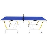 SPORTNOW 9FT Foldable Table Tennis Table, with Cover, Net, Paddles, Balls - Blue