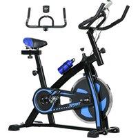 SPORTNOW Exercise Bike, Indoor Stationary Bike, Cycling Machine with Adjustable Seat and Resistance for Home Gym Workout, Blue Aosom UK