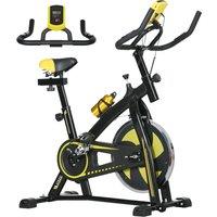 SPORTNOW Exercise Bike, Indoor Stationary Bike, Cycling Machine with Adjustable Seat and Resistance for Home Gym Workout, Yellow Aosom UK
