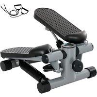 SPORTNOW Mini Stepper, Compact Step Machine Exerciser for Home Workouts, with Resistance Bands, LCD Monitor, Non-Slip Pedals
