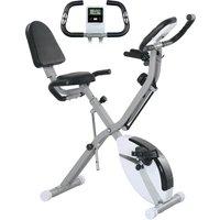 SPORTNOW 5-In-1 Folding Exercise Bike with Arm Workout Bands, Quiet 8-Level Magnetic Resistance Foldable Exercise Bike with LCD, Tablet Holder, Hand Pulse Sensor for Home Use Indoor Cycling, White