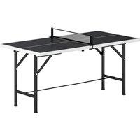 SPORTNOW 5ft Mid-Size Table Tennis Table, Ping Pong Table with Net, 2 Table Tennis Paddles and 3 Balls for Indoor Game, Black