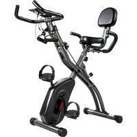 SPORTNOW 3-In-1 Folding Exercise Bike with Resistance Bands, Bluetooth App, 8-Level Magnetic Resistance, LCD Display, Black