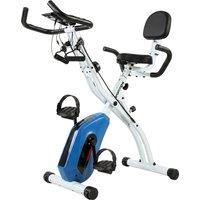 SPORTNOW 4-In-1 Folding Exercise Bike with Resistance Bands, Bluetooth App, 8-Level Magnetic Resistance, LCD Display, Blue