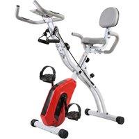 SPORTNOW 4-In-1 Folding Exercise Bike with Resistance Bands, Bluetooth App, 8-Level Magnetic Resistance, LCD Display, Orange