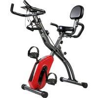 SPORTNOW 3-In-1 Folding Exercise Bike with Resistance Bands, Bluetooth App, 8-Level Magnetic Resistance, LCD Display, Red