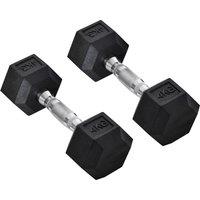HOMCOM Hexagonal Dumbbell Set: 2x4kg Rubber Weights for Home Gym, Weight Lifting Exercise Aosom UK
