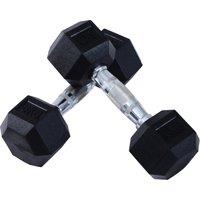 HOMCOM Hex Dumbbells Set Rubber Dumbbells Weight Lifting Equipment Fitness Home Gym Aosom UK