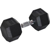 HOMCOM 15KG Single Rubber Hex Dumbbell Portable Hand Weights Dumbbell Home Gym Workout Fitness Hand Dumbbell Aosom UK