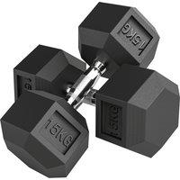 HOMCOM 30KG Rubber Hex Dumbbell Portable Hand Weights Dumbbell Home Gym