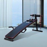 HOMCOM Durable Steel Sit Up Bench for Home Gym Fitness, Adjustable Workout Equipment, Black and Red Aosom UK