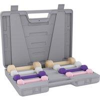 HOMCOM 10KG Dumbbells Set with Carry Case, Hand Weights for Women and Men Home Gym Weight Lifting Training, Pink, Purple, Grey, Brown