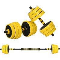 HOMCOM 25KGS Dumbbell & Barbell Adjustable Set Plate Bar Clamp Rod Home Gym Sports Area Exercise Ergonomic