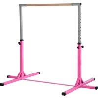 HOMCOM Steel Frame Adjustable Horizonal Gymnastics Bar for Kids Pink Aosom UK