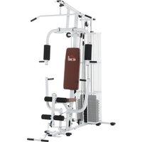 HOMCOM Multifunction Home Gym Weight Training Workout Station Fitness Strength Machine, White