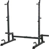 HOMCOM Multi-Function Barbell Squat Rack Stand, Heavy-Duty Strength Training Dumbbell Rack, Height Adjustable Weight Lifting Bench Dip Station, Black