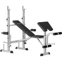 HOMCOM Adjustable Weight Bench with Squat Rack, Heavy Duty Bench Press Rack with Preacher Curl Pad, Leg Developer, Barbell Rack, Butterfly, Home Gym Strength Training Multiuse Workout Bench, Grey