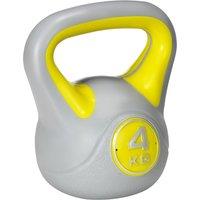 SPORTNOW Kettlebell, 4kg Kettle Bells with Handle for Home Gym Weight Lifting and Strength Training, Yellow and Grey