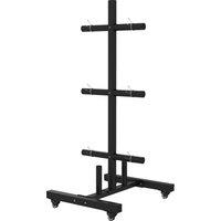 SPORTNOW Weight Rack for Olympic Weight Plate, 3 Tier Weight Tree for 2 inch Plates & Bars, Weight Organizer Stand w/ 4 Wheels Aosom UK