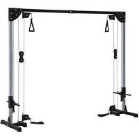 SPORTNOW Multi Home Gyms with Cable Pulley System, Cable Crossover Machine with 4 Handles for Full Body Strength Training, Power Rack for Home Workout, Black