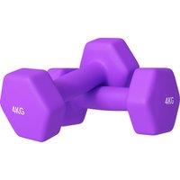 SPORTNOW 2 x 4kg Hexagonal Dumbbells Weights Set with Non-Slip Grip for Home Gym Workout, Purple Aosom UK