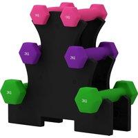 SPORTNOW 2 x 1kg, 2 x 2kg, 2 x 3kg Dumbbells Set with Dumbbell Rack, Hand Weights for Home Gym Training Aosom UK