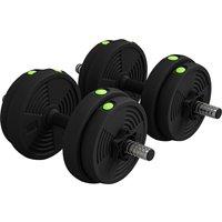 SPORTNOW Adjustable Weight Barbell & Dumbbells Set Free Weights Strength Muscle Exercise Home Gym Training, Black and Green