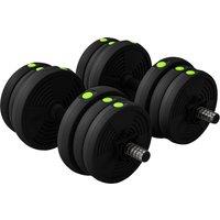 SPORTNOW Adjustable Weight Barbell & Dumbbells Set Free Weights Strength Muscle Exercise Home Gym Training, Black and Green