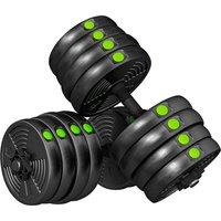 SPORTNOW Adjustable Weight Barbell & Dumbbells Set Free Weights Strength Muscle Exercise Home Gym Training, Black and Green