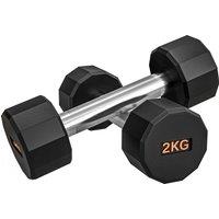 SPORTNOW 2 x 2kg Dumbbells Weights Set with 12-Sided Shape and Non-Slip Grip for Men Women Home Gym Workout Aosom UK