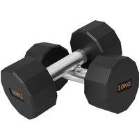 SPORTNOW 2 x 10kg Dumbbells Weights Set with 12-Sided Shape and Non-Slip Grip for Men Women Home Gym Workout Aosom UK