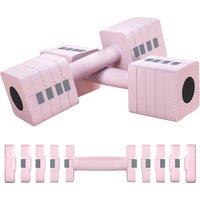 SPORTNOW Adjustable Dumbbell Set of 2, Each 1/2/3/4/5 kg Weight, 5-in-1 Weights Dumbbells Set with Non-Slip Handle, Pink