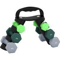 SPORTNOW Dumbbells Set with Storage Rack, 2 x 1kg, 2 x 2kg, 2 x 3kg, Green