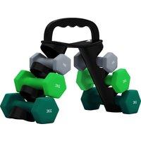 SPORTNOW Dumbbells Set with Carry Storage Rack, Set of 6 Weights for Home Gym Kettlebell, 2 x 1kg, 2 x 2kg, 2 x 3kg Aosom UK