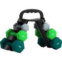 SPORTNOW Dumbbells Set with Carry Storage Rack, Set of 6 Weights for Home Gym Kettlebell Training Weight Lifting Exercise, 2 x 1kg, 2 x 3kg, 2 x 5kg Aosom UK