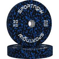 SPORTNOW Olympic Weight Plates Set, Solid Rubber Bumper Plates Weights Discs with 2"/5cm Holes, for Weight Lifting Strength Training, 2 x 20kg