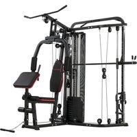 SPORTNOW Home Multi Gym Smith Machine with 65kg Weight Stack, Cable Pulley System, Chest Station, Preacher Pad & Leg Developer