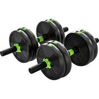 SPORTNOW 15 kg 3-in-1 Adjustable Dumbbell & Barbell Set with EZ Bar, Connecting Rod and Non-Slip Grip for Home Gym, Green