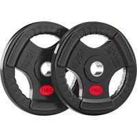 SPORTNOW Olympic Weight Plates, 2"/5cm Weight Disc Pair with Tri-Grips, 2 x 15kg Dumbbell Plates for Weightlifting and Strength Training Home Gym Fitness Workout, Black