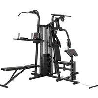 SPORTNOW All-in-One Home Gym Machine, Multifunctional Power Cage with 69 kg Weight Stack and Pulley System, Black