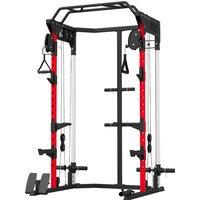 SPORTNOW Power Cage Smith Machine, Power Rack with Adjustable Cable Pulley System, Pull-Up Bar, Dip Station, Landmine