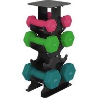 SPORTNOW Hex Dumbbells Set with Dumbbell Rack, Non Slip Hand Weights for Home Gym Strength Training, 2 x 1kg, 2 x 3kg, 2 x 5kg
