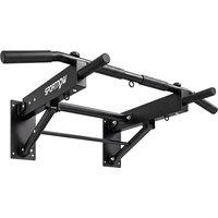 SPORTNOW Pull Up Bar Wall Mounted Chin Up Bar with Folding Design, 3 Hooks for Resistance Bands, Supports up to 120 kg, Black