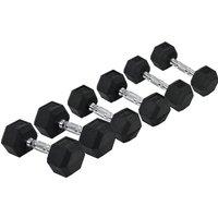 HOMCOM Rubber Dumbbell Set Sports Hex Weight Sets Home Gym Fitness Lift Strength Training Exercise 2 x 5kg, 2 x 6kg, 2 x 8kg Aosom UK