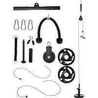 SPORTNOW Cable Machine Pulley System w/ 2 x 5kg Olympic Weight Plates, Lat Pull Down System w/ DIY Loading Weight for Home Gym Training