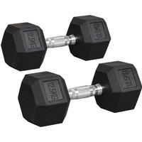 HOMCOM 2x12.5kg Rubber Hex Dumbbell Portable Hand Weights Dumbbell Home Gym Workout Fitness Hand Dumbbell Aosom UK