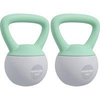 SPORTNOW 2 x 4kg Soft Kettlebell, Kettle Bell with Non-Slip Handle, for Home Gym, Strength Training, Cardio - Grey and Green Aosom UK